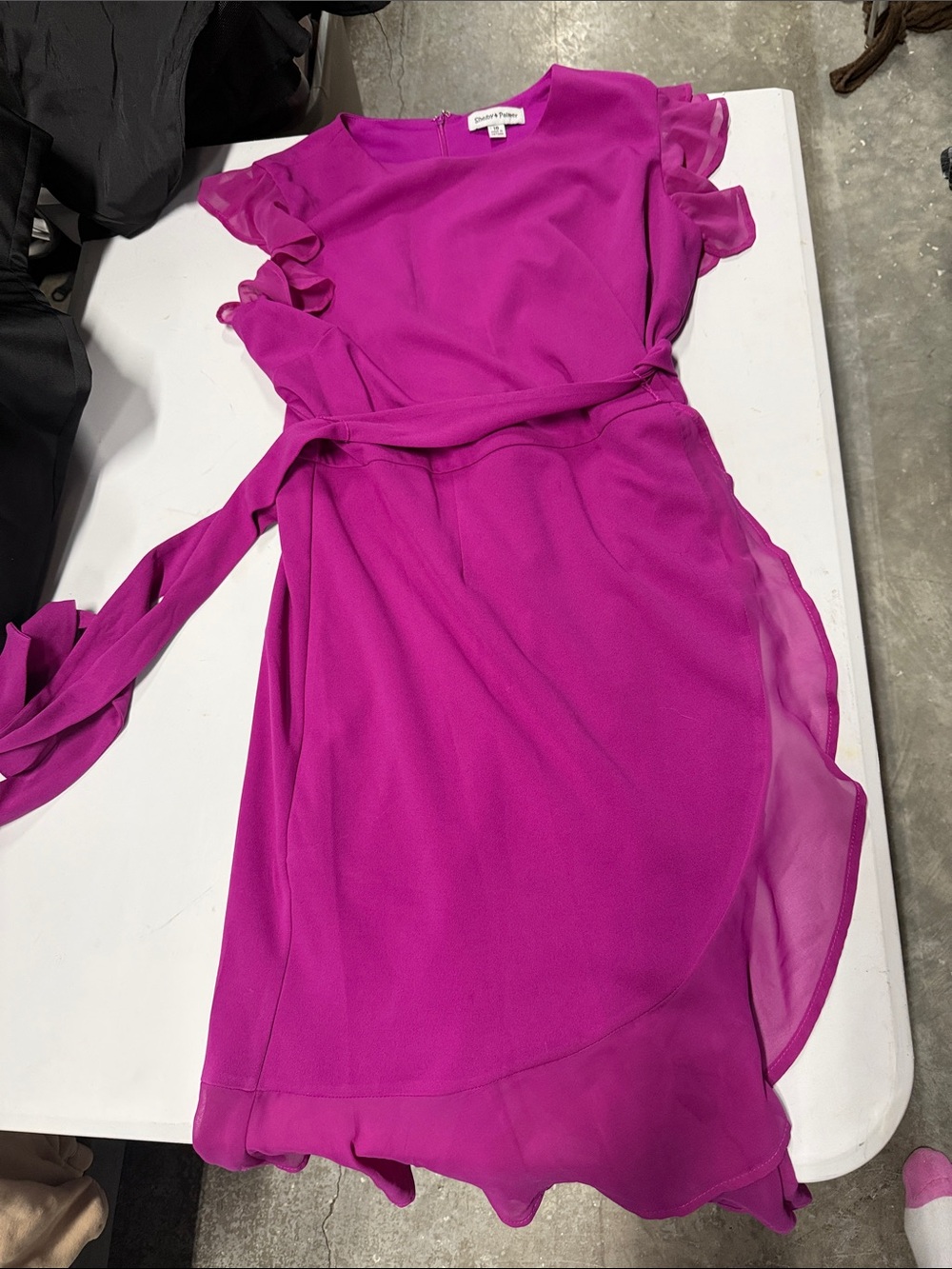Shelby & Palmer Bright Magenta Ruffle Wrap Dress